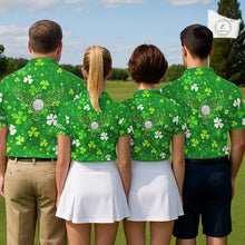 Load image into Gallery viewer, Mens Golf Polo Shirt Custom Green Music Angel Wing Golf Ball St Patricks Day Golf Shirts, Golf Gifts NHN0132