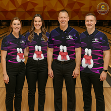 Load image into Gallery viewer, Personalized Valentine Bowling Shirt for Couples Bowling Jersey Pink Bowling Gift Polo &amp; 1/4-Zip QZT870