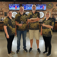 Load image into Gallery viewer, Personalized Grunge Gold Dartboard Men Dart Shirt Custom Name Dart Team Jersey For Darters NYN2968