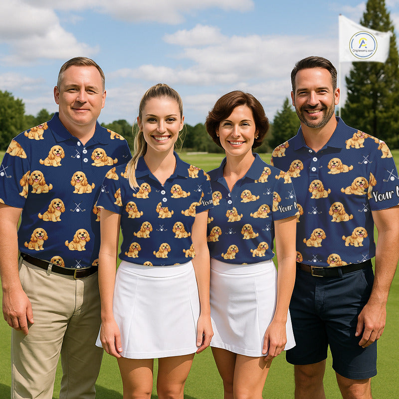 Mens Golf Polo Shirt Custom Funny Cocker Spaniel Team Mens Golf Tops, Dog Lover Gift NHN0210