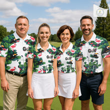 Load image into Gallery viewer, Funny Womens Golf Polo Shirt Custom Floral Tropical Pattern Flamingo Golf Shirts For Ladies NHN0193