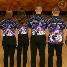 Load image into Gallery viewer, Custom Purple Funny Duck Bowling Jersey for Women Bowling League Bowling Team Shirts Polo &amp; 1/4 Zip HN233