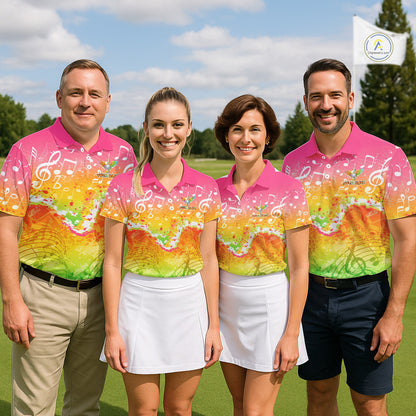 Womens Golf Polo Shirt Colorful Music Angel Wing Golf Ball Custom Golf Top For Team, Golfer Gift NHN0130