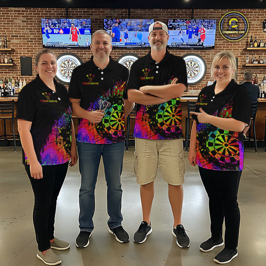 Colorful Splatter Dartboard Grunge Dart Quarter-Zip Shirts For Women Custom Name For Darters NYN2281
