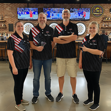 Load image into Gallery viewer, Custom US Flag Eagle Darts Shirt for Men Darts Team Jerseys Dart Tourament Polo &amp; 1/4 Zip NNT111