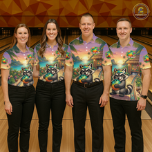 Load image into Gallery viewer, Floral Raccoon Bowling Shirt for Men Custom Bowling Team Jersey Polo &amp; Quarter-Zip QZT993