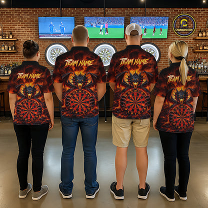 Fire Flame Dragon Black & Red Dartboard Dart Polo Shirts For Men Custom Dart Team Shirts NYN2673