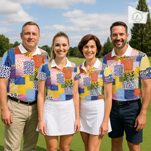 Load image into Gallery viewer, Funny Plaid Womens Golf Polo Shirt Custom Colorful Leopard Square Pattern Team Golf Tops, Golf Gifts NHN0218