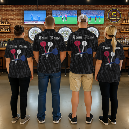 Custom American Flag Dart Shirts For Men Dart Board Shirts Polo & 1/4 Zip Dart Jersey Team NNT126