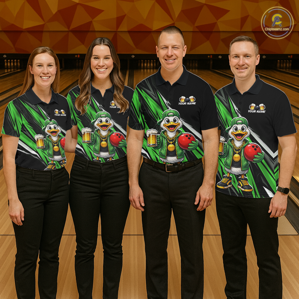Custom Green Beer Duck Bowling Shirt for Women Duck Funny Beer Bowling Team Jersey HNT276