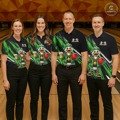 Custom Green Beer Duck Bowling Shirt for Women Duck Funny Beer Bowling Team Jersey HNT276