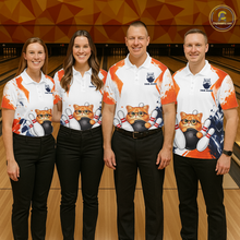 Load image into Gallery viewer, Custom Funny Cat Bowling Jersey for Women Bowling Team Shirts Bowling League Polo &amp; 1/4 Zip HNT186