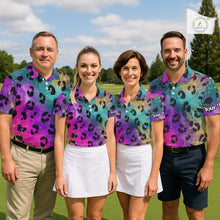 Load image into Gallery viewer, Leopard Womens Golf Polo Shirt Custom Colorful Neon Rainbow Leopard Pattern Team Golf Top, Golf Gifts NHN0217