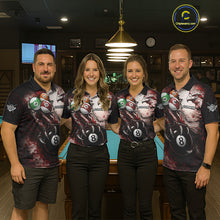 Load image into Gallery viewer, Red Grunge Eagle 8 Ball Billiard Pool Shirt For Women Custom Claws Billiard Attire Team Jersey NYN3063