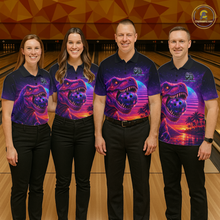Load image into Gallery viewer, Custom Retro Galaxy Dinosaur Bowling Jersey for Men Bowling Shirts for Team Polo &amp; 1/4 Zip HNT245