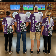 Load image into Gallery viewer, Purple &amp; White Dart Shirts for Women Custom Dart Team Jersey Dartboard Shirt Unisex DHT19