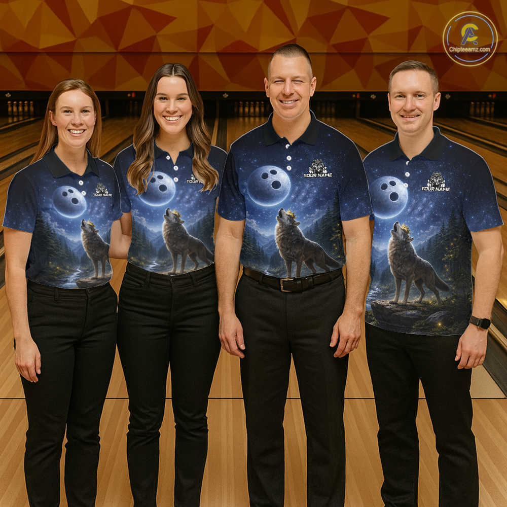 Custom Majestic Wolf Bowling Shirt for Men King Crown Bowling Jersey Polo & Quarter-Zip QZT964