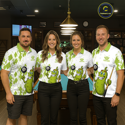 Custom Funny Pickle 8 Ball Pool Shirts Argyle Billiard Shirt for Women Billiard Team Jersey League NNT173