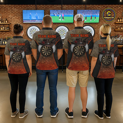 Funny Dartboard Cowboy Darts Polo & 1/4-Zip Shirts For Women Custom Grunge Brown Darts Team Jerseys NYN3079