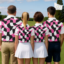 Load image into Gallery viewer, Mens Golf Polo Shirt Custom Pink Checkerboard Argyle Pattern Golf Attire For Men, Golf Gifts NHN0124