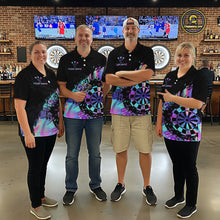 Load image into Gallery viewer, Purple Holographic Dartboard Grunge Dart Polo Shirts For Men Custom Name For Darters NYN2282