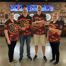 Load image into Gallery viewer, Red Flaming Roses Dartboard &amp; Arrow Custom Men Darts Quarter-Zip Shirts Fire Flame Dart Jerseys NYN2264