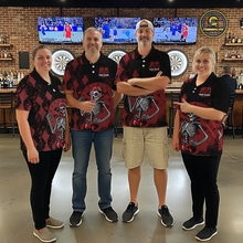 Load image into Gallery viewer, Custom Black &amp; Red Dart Shirts for Team Polo &amp; Quarter-Zip Dart Jersey for Women Dart Outfit DHT25