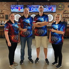 Load image into Gallery viewer, Custom Lightning Thunder Eagle Dart Shirts for Men Darts Team Jerseys Polo &amp; 1/4 Zip NNT137