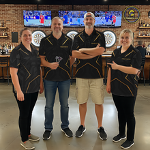 Load image into Gallery viewer, Custom Black Gold Dartboard Shirts Dart Shirt for Men Dart Team Jersey Dart League NNT178