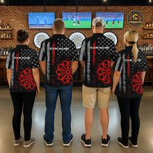 Load image into Gallery viewer, Custom Red US Flag Darts Shirt for Women Darts Team Jerseys Dart Tourament Polo &amp; 1/4 Zip NNT116