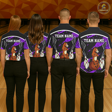 Load image into Gallery viewer, Custom Purple Funny Horse Bowling Tournament Jersey for Men Bowling Team Shirts Polo &amp; 1/4 Zip HNT180