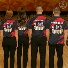 Load image into Gallery viewer, Custom Red Funny Bowling Tournament Jersey for Men Bowling Team Shirts Polo &amp; 1/4 Zip HNT178