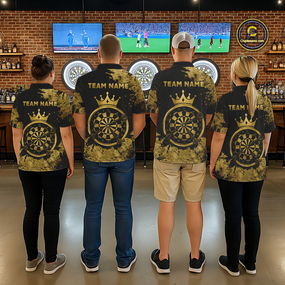 Personalized Grunge Gold Dartboard Men Dart Shirt Custom Name Dart Team Jersey For Darters NYN2968