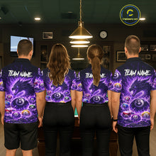Load image into Gallery viewer, Purple Flaming Funny Dragon Pool 8 Ball Billiard Shirt For Men Custom Ball Billiard Team Attire NYN2611