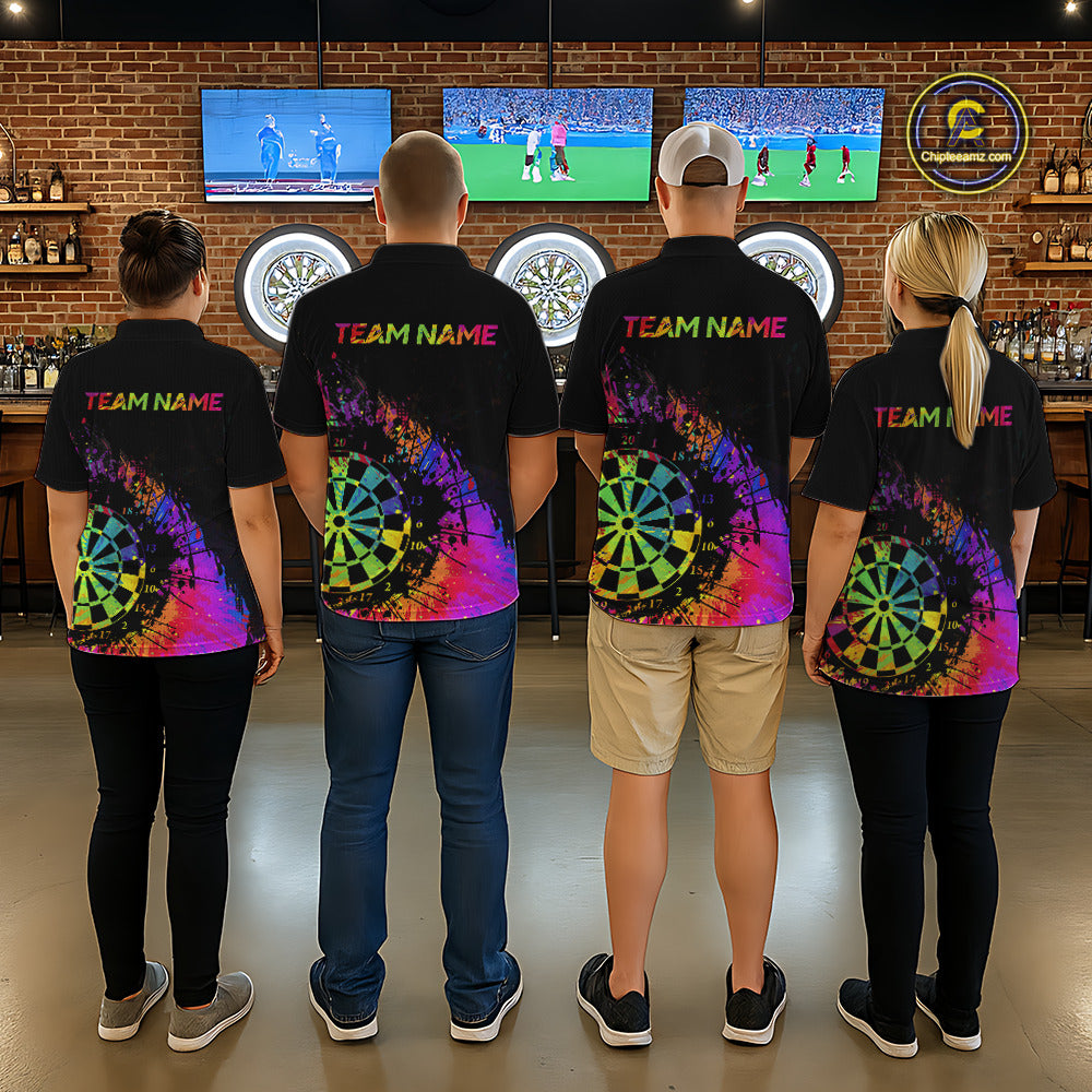 Colorful Splatter Dartboard Grunge Dart Polo Shirts For Men Custom Name For Darters NYN2281