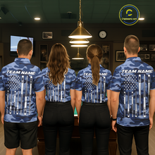 Load image into Gallery viewer, Custom Blue Camo 8 Ball Billiard Shirts for Women Billiard League Billiard Team Shirts NNT106