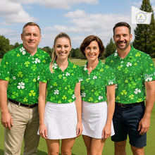 Load image into Gallery viewer, Mens Golf Polo Shirt Custom Green Music Angel Wing Golf Ball St Patricks Day Golf Shirts, Golf Gifts NHN0132