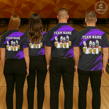 Load image into Gallery viewer, Custom Purple Funny Bowling Tournament Jersey for Women Bowling Team Shirts Polo &amp; 1/4 Zip HNT178