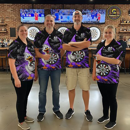 Custom Purple Duck Funny Dart Shirt Dart Team Jersey for Men Dartboard Polo & 1/4Zip NNT167
