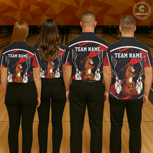 Load image into Gallery viewer, Custom Red Funny Horse Bowling Tournament Jersey for Men Bowling Team Shirts Polo &amp; 1/4 Zip HNT180