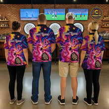 Load image into Gallery viewer, Personalized Cute Flamingo Dart Polo &amp; Quarter Zip Shirt For Men Colorful Rainbow Paint Darts Jersey NYN2869