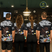 Load image into Gallery viewer, Custom Eagle 8 Ball Billiard Shirts for Men Billiard League Billiard Team Shirts Polo &amp; 1/4 Zip NNT108