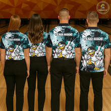 Load image into Gallery viewer, Custom Watercolor Teal Duck Bowling Jersey for Women Bowling Team Shirts Polo &amp; 1/4 Zip HNT239