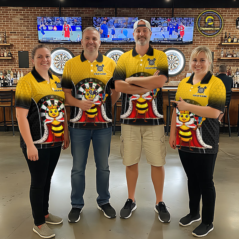Custom Funny King Bee Dart Shirt Dart Team Jersey for Men Dartboard Polo & 1/4 Zip Shirts NNT164