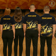 Load image into Gallery viewer, Custom Black &amp; Gold Bowling Shirt for Men Bowling Team Jersey Bowling Outfit Polo &amp; Quarter-Zip QZT988