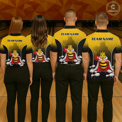 Custom King Bee Bowling Jersey for Women Bowling Team Shirts Bowling Polo & 1/4 Zip HNT266