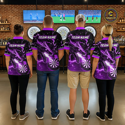 Custom Purple Galaxy Dragon Darts Shirt for Men Darts Team Jerseys Dartboard Shirt NNT291