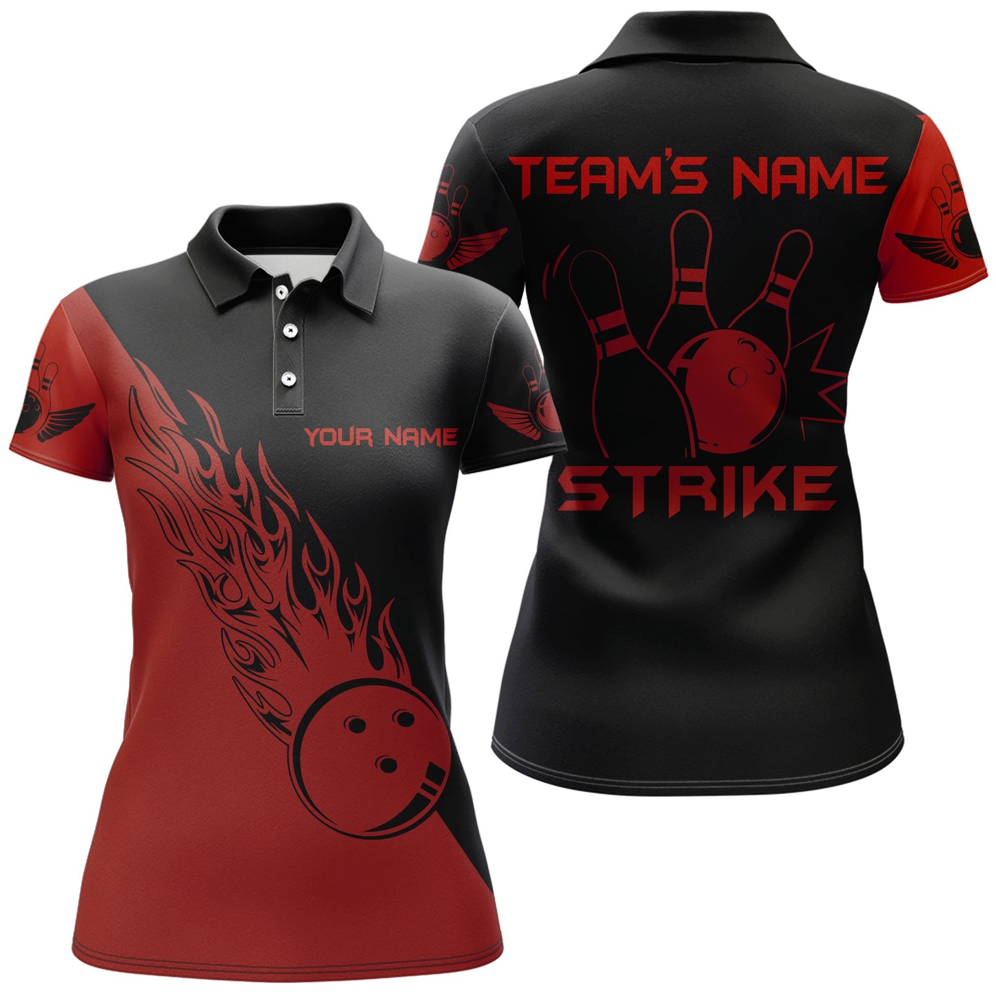 Strike Bowling Polo Shirt For Women Custom Bowling Jersey Bowing Team Shirts BDT193