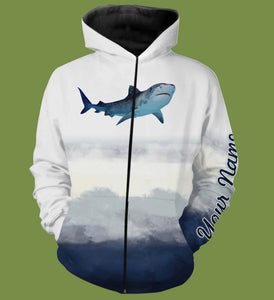 Personalized shark fishing 3D full printing shirt and hoodie for adult and kid - TATS11
