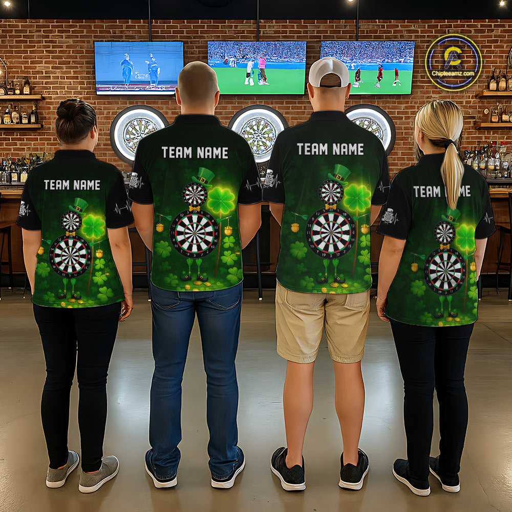 Personalized Funny Dartboard Patrick Day Men Darts Polo Shirts Shamrock Dart Team Gifts NYN2185